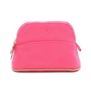 Hermes Pouch Bolide 15 Mini Hibiscus Canvas Leather Hibiscus Pink Brown